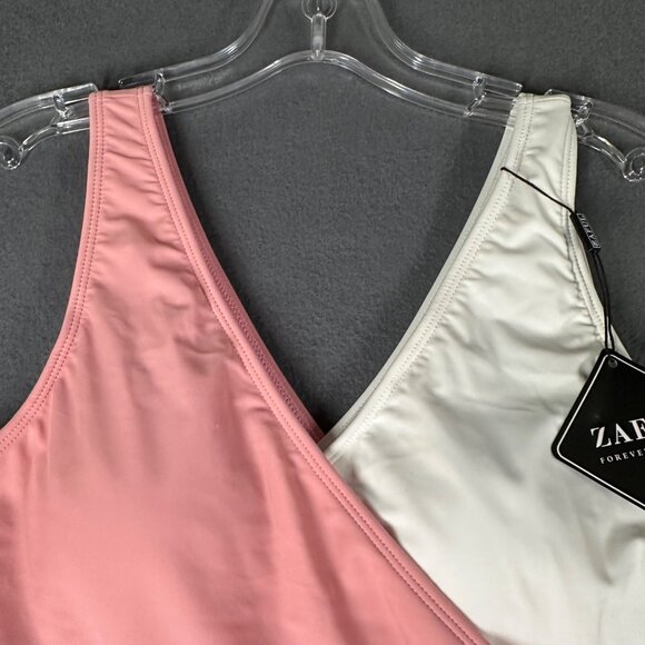 Zaful US 8-10 One Piece Swimdress Swimsuit Color Block V-Neck Wrap Tie Side NWT - Picture 5 of 13
